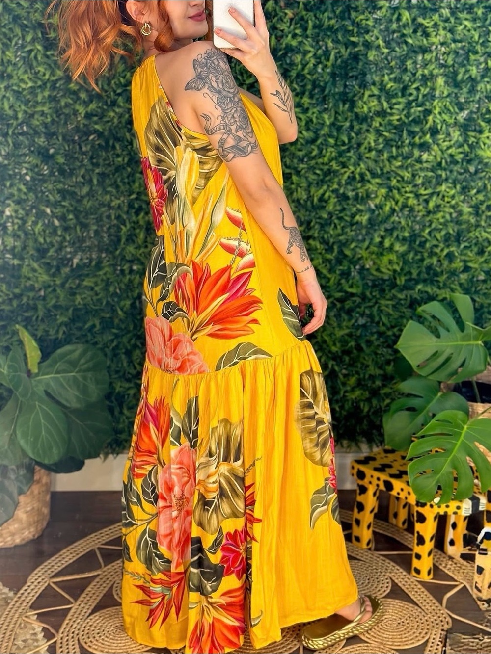 FARM Rio Yellow Solar Floral Maxi Dress Size S - Picture 2 of 10